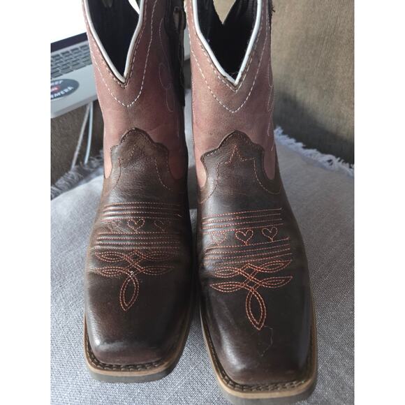 Justin Chellie Gypsy Cowgirl Boots Leather Womens Size 7.5B Chocolate and Copper - Picture 2 of 6